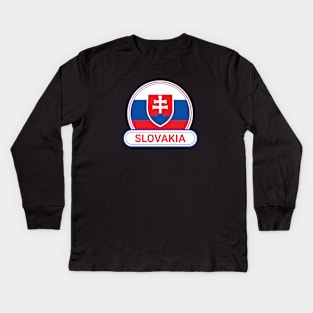 Slovakia Country Badge - Slovakia Flag Kids Long Sleeve T-Shirt